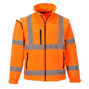 Giacca PORTWESTsoftshell 2 in 1 ad alta visibilità con maniche staccabili